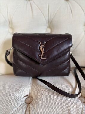 Saint Laurent Burgundy Loulou Toy Bag in Quilted Leather